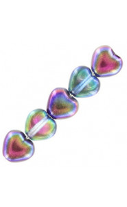 Czech Hearts beads 6mm Crystal magic blue 00030/95100